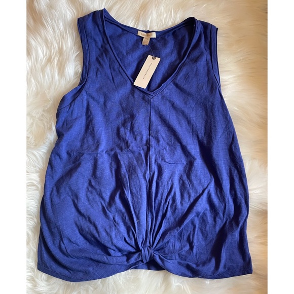 Anthropologie Bordeaux Indigo Purple Blue Tank front knot Medium - Picture 2 of 5